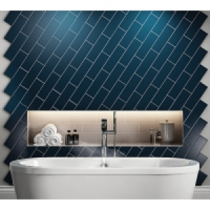 Wickes Twilight Dark Blue Ceramic Wall Tile 300 x 100mm &pound;16.97
