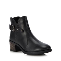 Debenhams  Lotus - Black leather Tapti mid block heel ankle boots