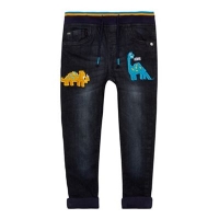 Debenhams  bluezoo - Boys blue dinosaur embroidered slim fit jeans