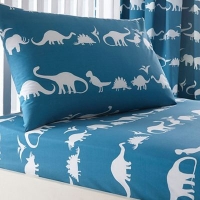 Debenhams  bluezoo - Kids blue dinosaur print fitted sheet and pillow 