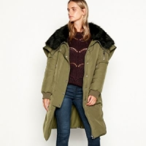Nine by Savannah Miller - Khaki faux fur lined hooded parka