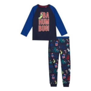 bluezoo - Boys blue bah hum bug print pyjama set