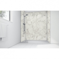 Wickes  White Calacatta Laminte 3 Sided Shower Panel Kit - 1200 x 90