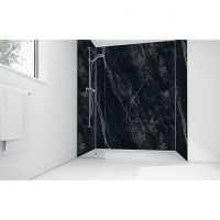 Wickes  Wickes Black Calacatta Laminate 3 Sided Shower Panel Kit - 1