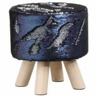 BMStores  Reversible Sequin Footstool - Blue & Silver