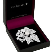 Debenhams  Jon Richard - Silver crystal leaf and pearl brooch