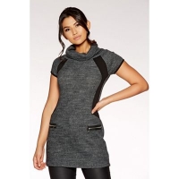 Debenhams  Quiz - Dark grey knit cap sleeve tunic top