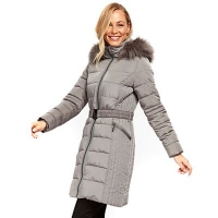 Debenhams  Wallis - Grey midi belted padded coat