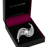 Debenhams  Jon Richard - Silver crystal and pearl fan brooch