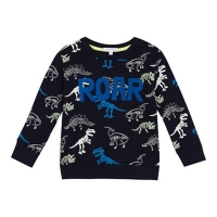 Debenhams  bluezoo - Boys navy skeleton dinosaur print sweater