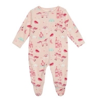 Debenhams  bluezoo - Baby girls pink unicorn print fleece sleepsuit