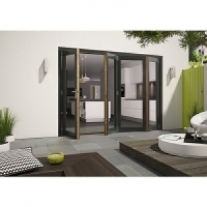 Wickes Cairo External Aliminium-clad Oak Bi-fold Door Grey 1 &pound;3,499.00
