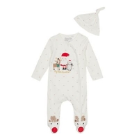 Debenhams  bluezoo - Babies white Christmas applique sleepsuit with a 