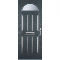 Wickes  Euramax 4 Panel 1 Arch Grey Left Hand Composite Door 880mm x