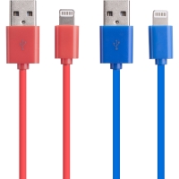 BigW  Laser 2m Lightning Charge Cables 2 Pack - Red & Blue