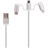 BigW  Laser 2.4A Car Charger with 3 in 1 Charging Cable 1m - White