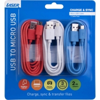 BigW  Laser Micro USB Cable 3 Pack - Multi