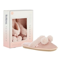 Debenhams  Totes - Light pink suedette faux fur mule slippers