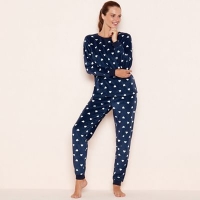 Debenhams  Lounge & Sleep - Navy heart print fleece pyjama set