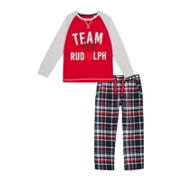 Debenhams  Lounge & Sleep - Kids red check print Team Rudolph cotton