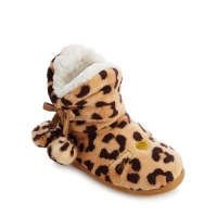 Debenhams  bluezoo - Kids brown fleece leopard print bootie slippers