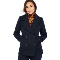 Debenhams  The Collection Petite - Navy double breasted petite peacoat