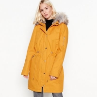 Debenhams  The Collection - Mustard yellow faux-fur lined parka coat