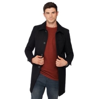 Debenhams  Red Herring - Black wool blend collared Epsom coat