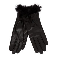 Debenhams  RJR.John Rocha - Black faux fur cuff leather gloves