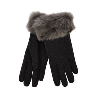 Debenhams  Isotoner - Grey faux fur thermal invisible smart touch glove