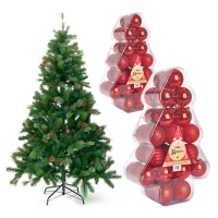 Wilko  Wilko 6ft Cones and Berries Christmas Tree and Red Decoratio