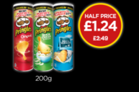 Pringles Original, Sour Cream & Onion, Salt & Vinegar £1.24