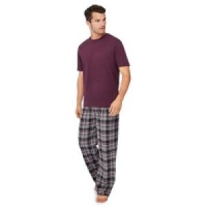 Lounge & Sleep - Dark purple cotton pyjama set &pound;22.40