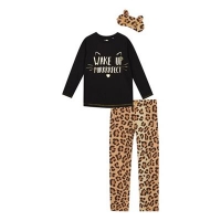 Debenhams  bluezoo - Girls black leopard print pyjama and eye mask set
