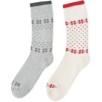 Aldi  Grey & White Fair Isle Cabin Socks