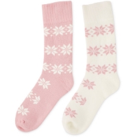 Aldi  Pink & White Fair Isle Cabin Socks