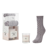 Debenhams  Luxe Edit - Grey knit socks and wild fig & cassis scented ca