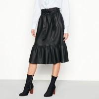Debenhams  Minimum - Black faux-leather tiered midi skirt
