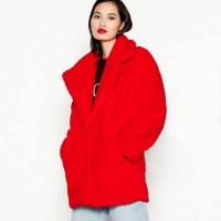 Debenhams  mbyM - Red Boucle Vegan Fur Sevina Coat