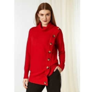 Wallis - Red wrap button roll neck jumper
