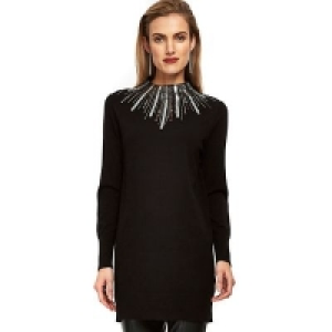 Wallis - Black embellished high neck tunic