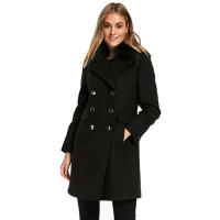 Debenhams  Wallis - Petite black fur collar double coat