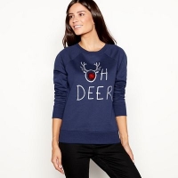 Debenhams  The Collection - Navy cotton blend Oh Deer slogan Christma