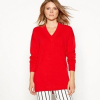 Debenhams  The Collection - Red supersoft V-neck long sleeve jumper
