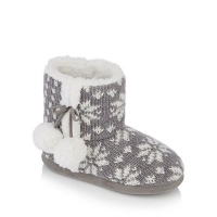 Debenhams  Lounge & Sleep - Grey Fair Isle knitted slipper boots