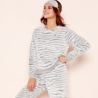 Debenhams  Lounge & Sleep - Grey embossed zebra print fleece pyjama set