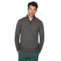 Debenhams  Maine New England - Dark grey twist knit zip neck jumper