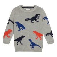 Debenhams  bluezoo - Boys grey dinosaur knit jumper
