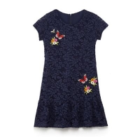 Debenhams  Yumi Girl - Navy floral & butterfly lace Braidy skater dre