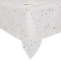 Debenhams  Debenhams - Silver star print table cloth and napkin set